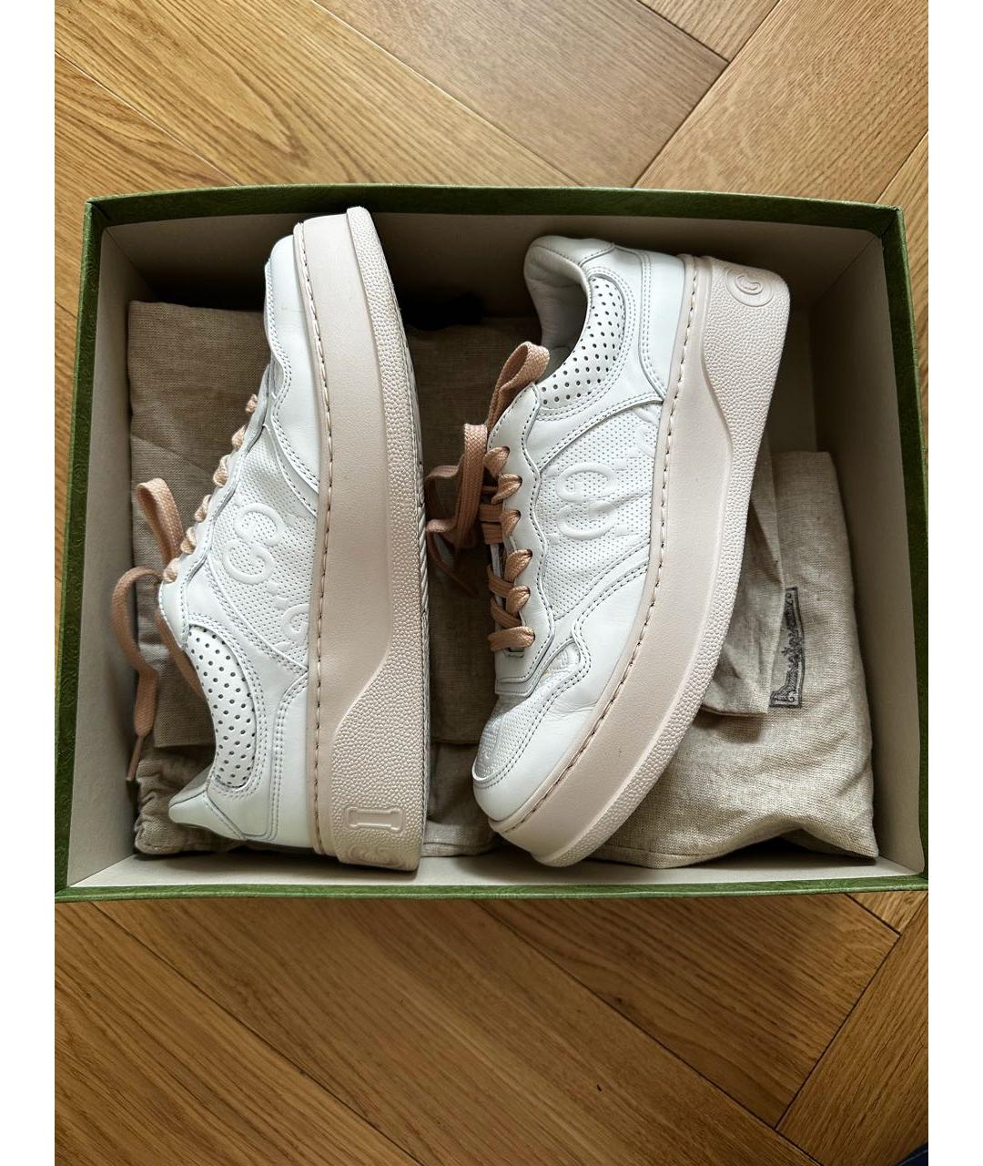 GUCCI Белые кожаные кеды, фото 5