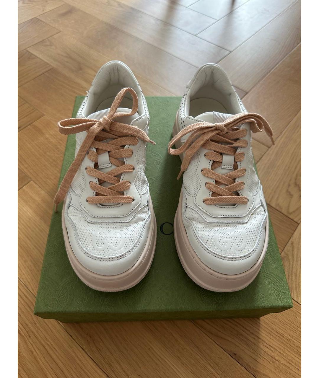 GUCCI Белые кожаные кеды, фото 2