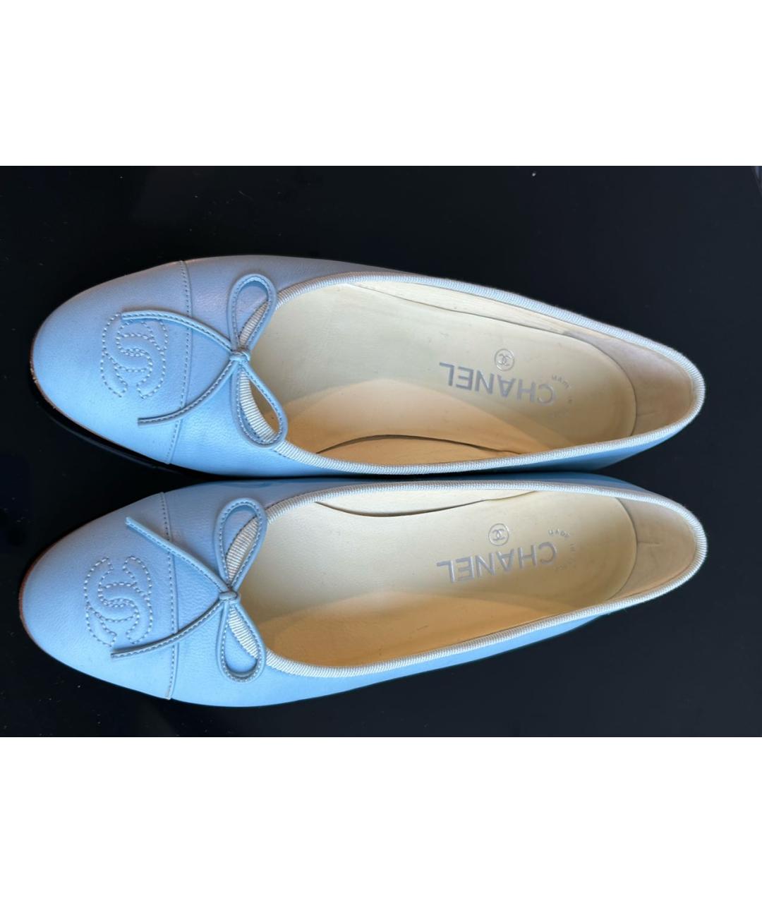 CHANEL Голубые кожаные балетки, фото 6
