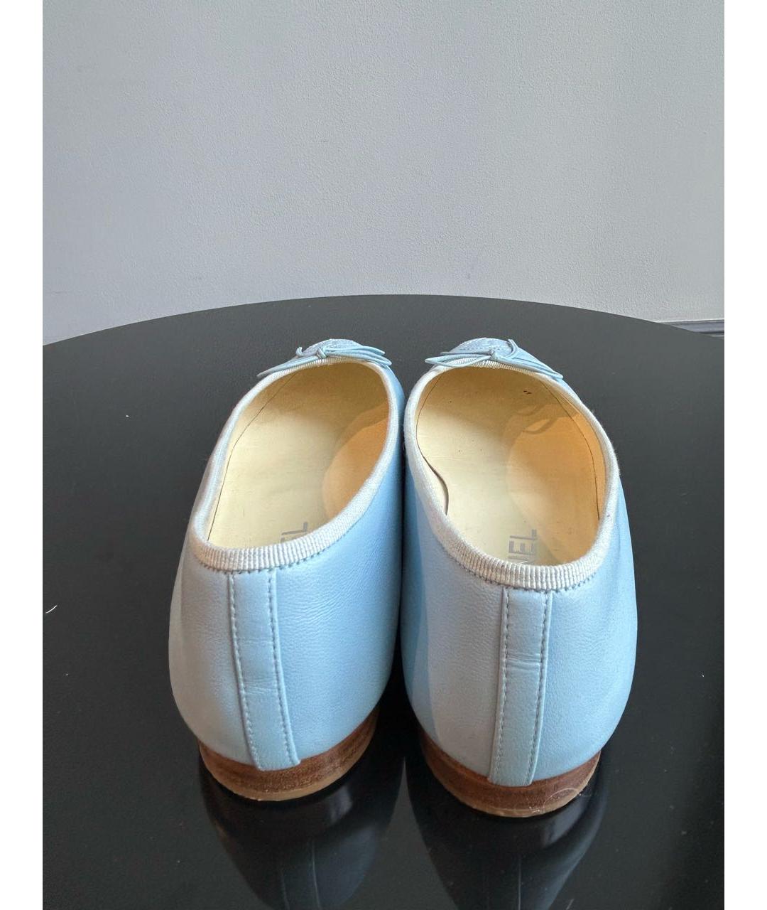 CHANEL Голубые кожаные балетки, фото 4
