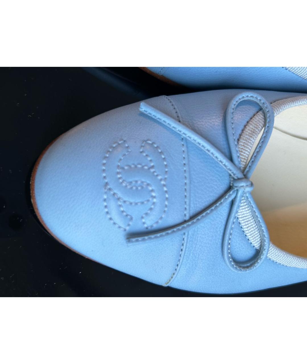 CHANEL Голубые кожаные балетки, фото 5
