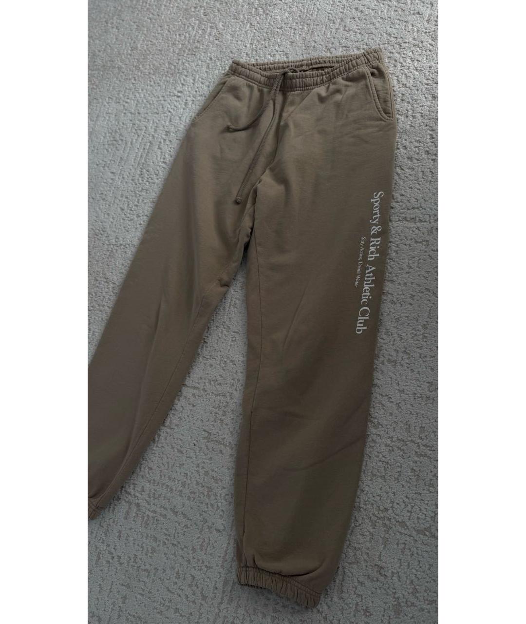 SPORTY AND RICH Бежевые хлопковые спортивные брюки и шорты, фото 2