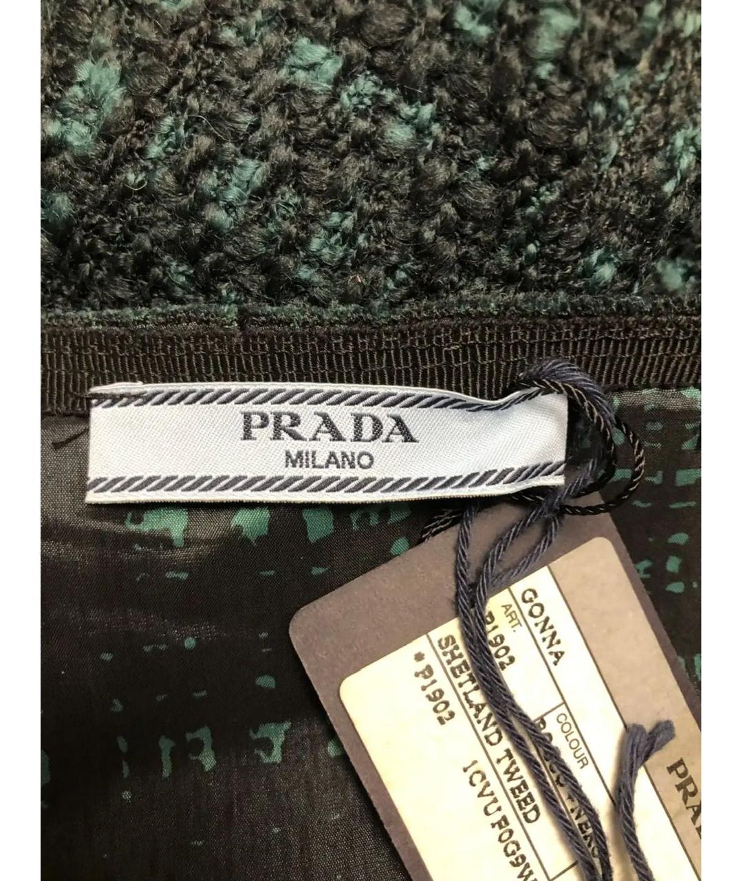 PRADA Зеленая шерстяная юбка мини, фото 4