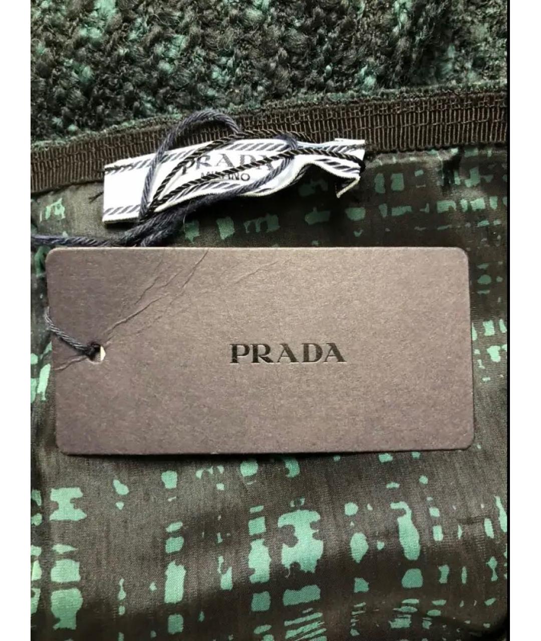 PRADA Зеленая шерстяная юбка мини, фото 5