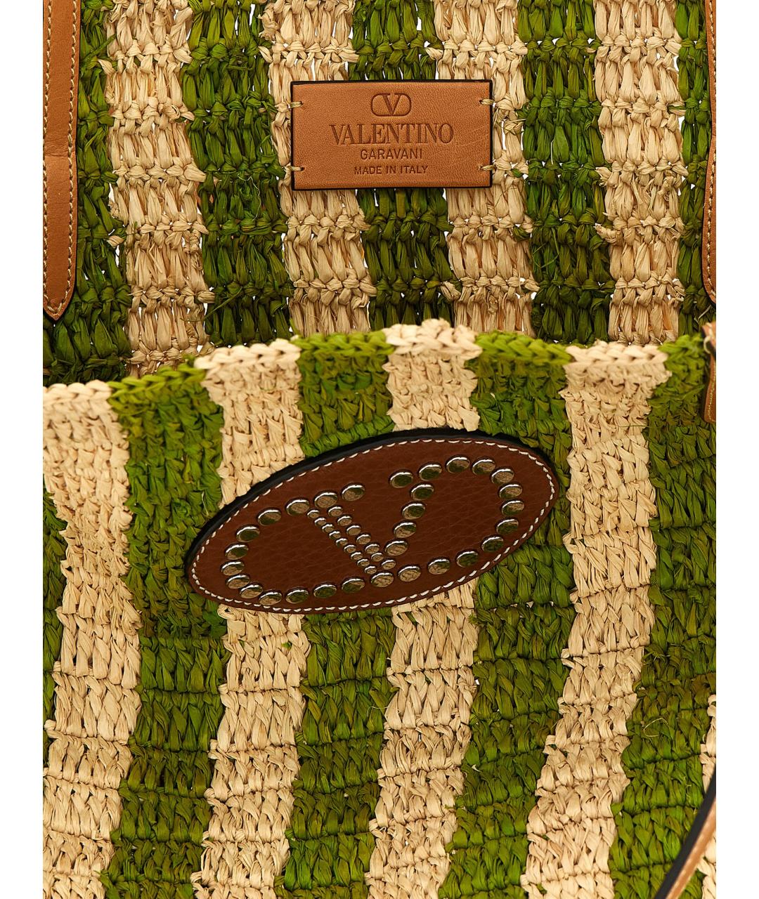 VALENTINO Зеленая пелетеная сумка тоут, фото 4