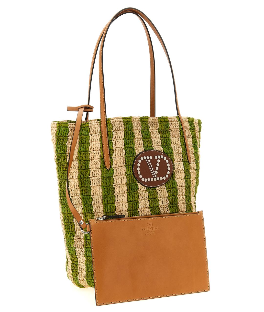 VALENTINO Зеленая пелетеная сумка тоут, фото 3