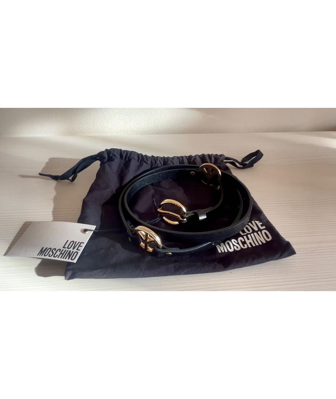 LOVE MOSCHINO Черный кожаный ремень, фото 2