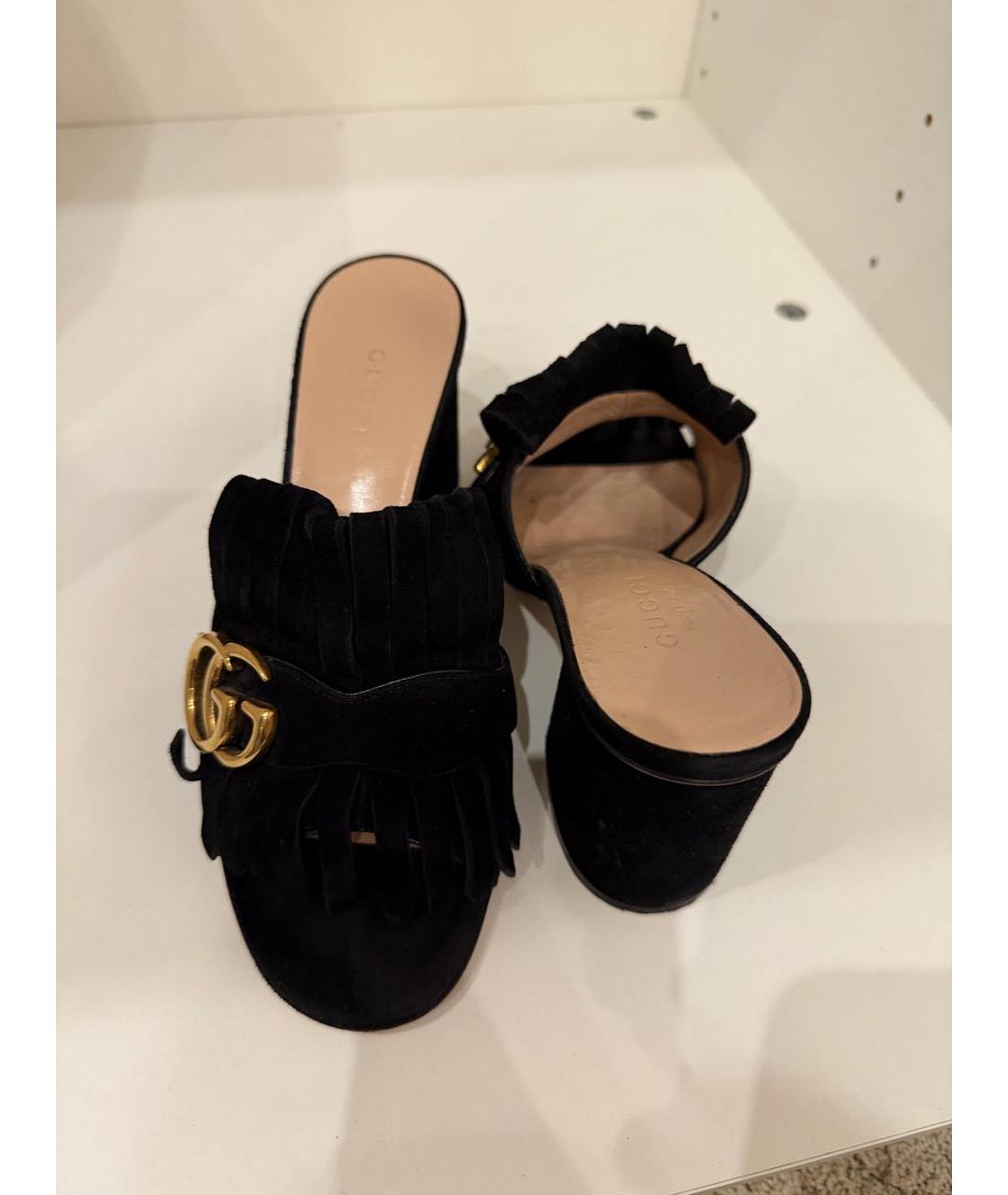 GUCCI Черные замшевые мюли, фото 3