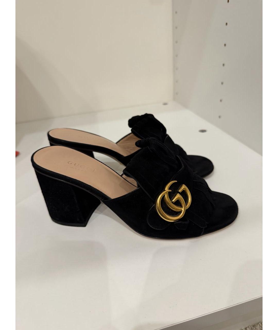 GUCCI Черные замшевые мюли, фото 9