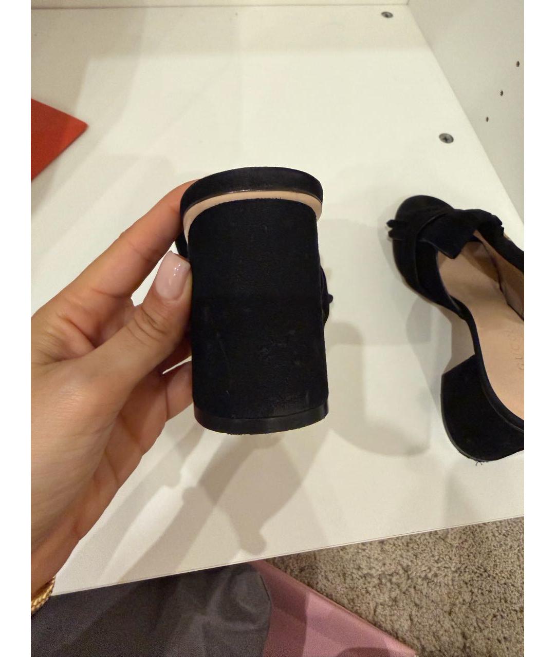 GUCCI Черные замшевые мюли, фото 7