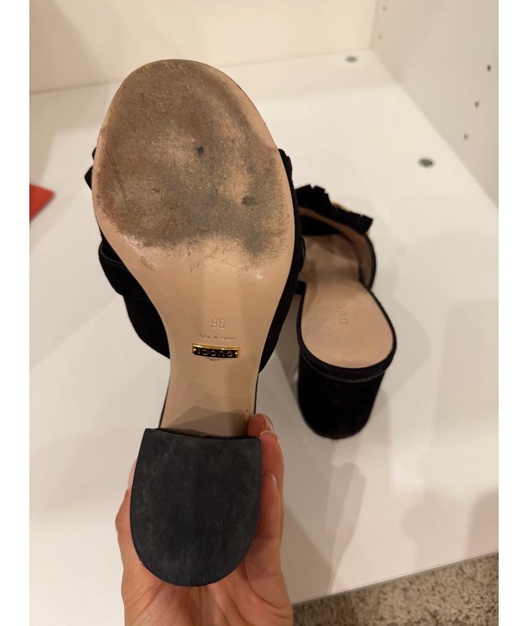 GUCCI Черные замшевые мюли, фото 6