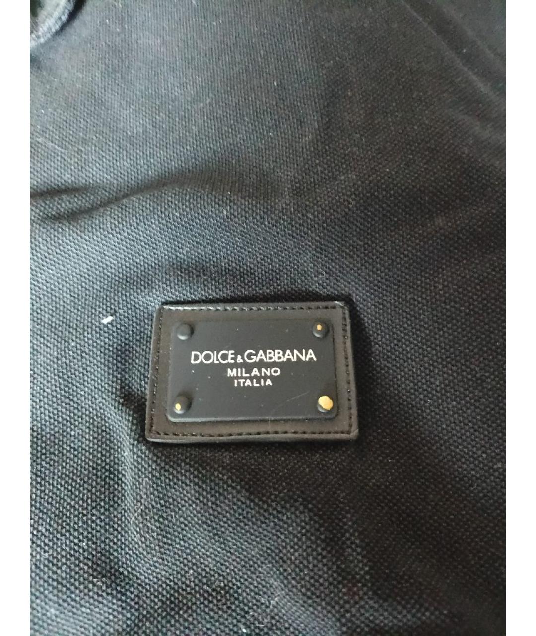 DOLCE&GABBANA Черное хлопковое поло с коротким рукавом, фото 4