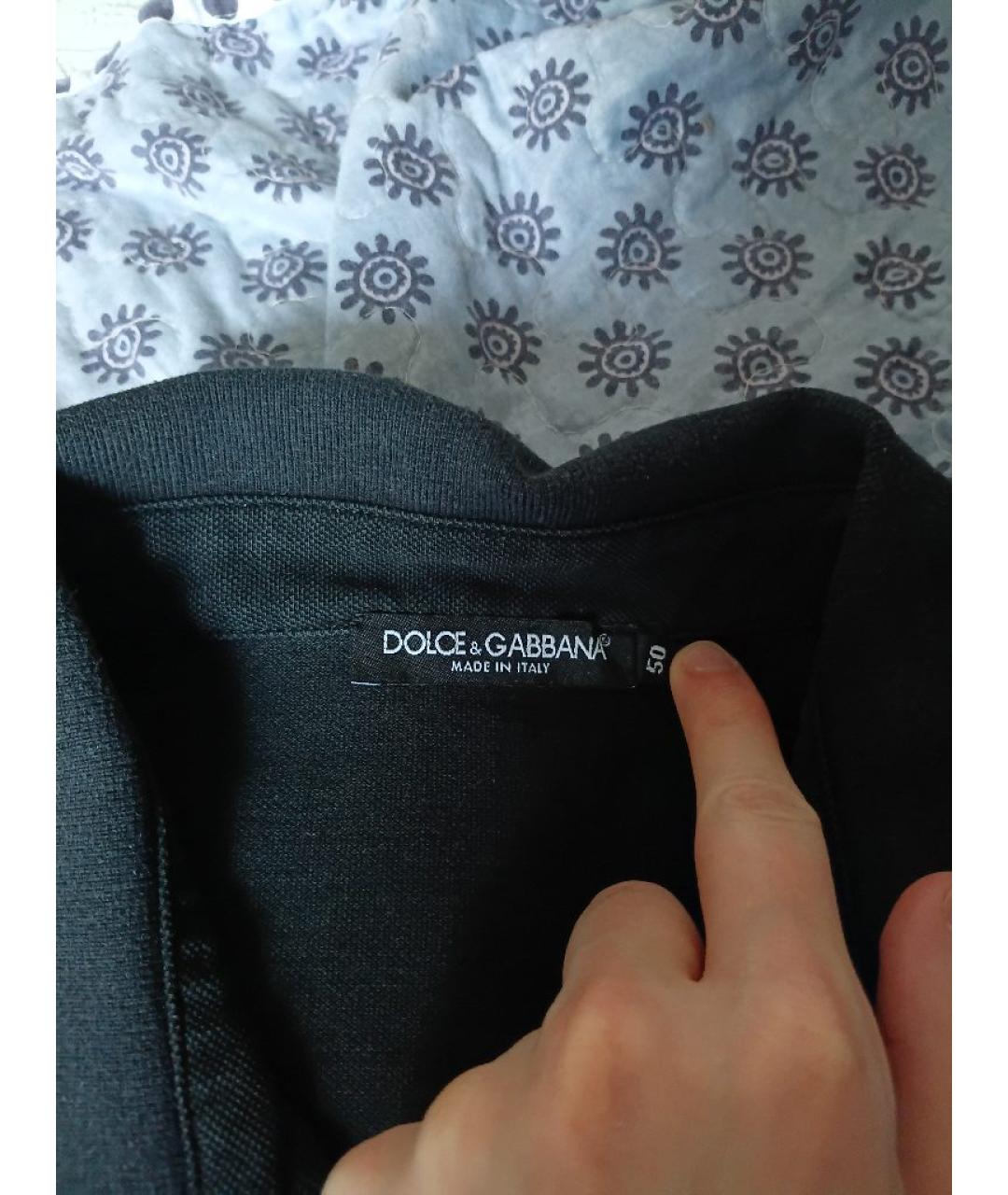 DOLCE&GABBANA Черное хлопковое поло с коротким рукавом, фото 3