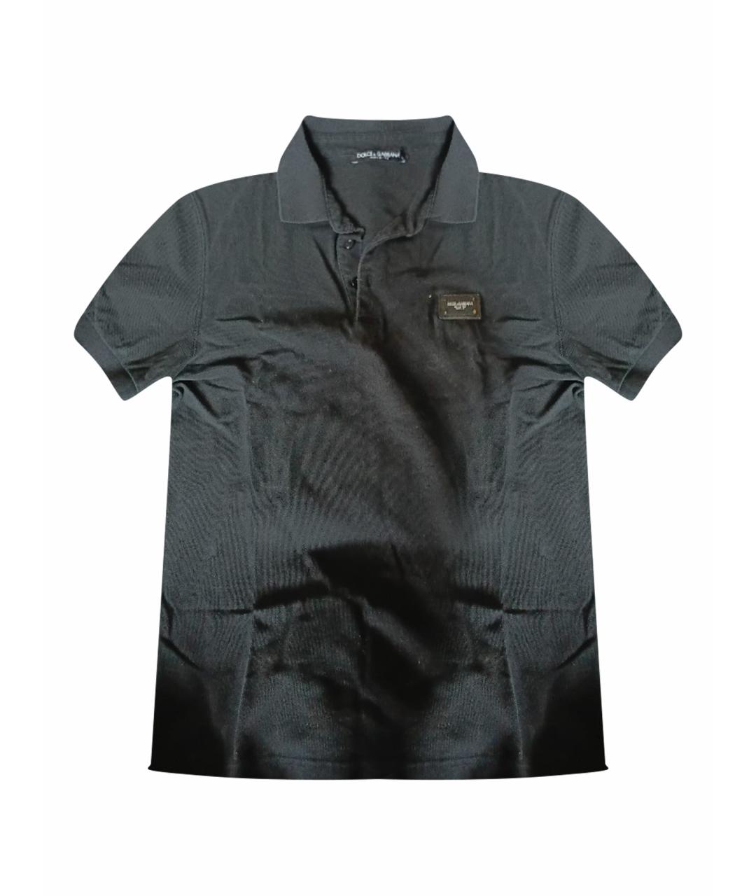 DOLCE&GABBANA Черное хлопковое поло с коротким рукавом, фото 1