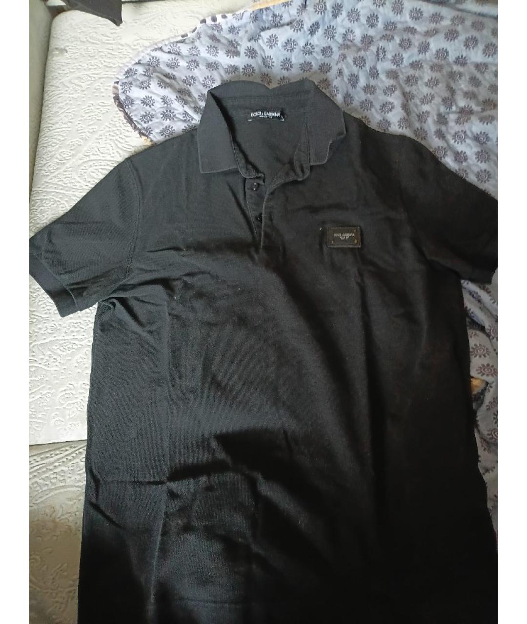 DOLCE&GABBANA Черное хлопковое поло с коротким рукавом, фото 5