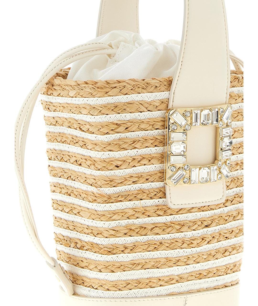 ROGER VIVIER Бежевая пелетеная сумка тоут, фото 3