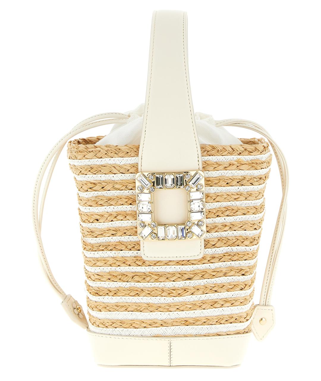 ROGER VIVIER Бежевая пелетеная сумка тоут, фото 1