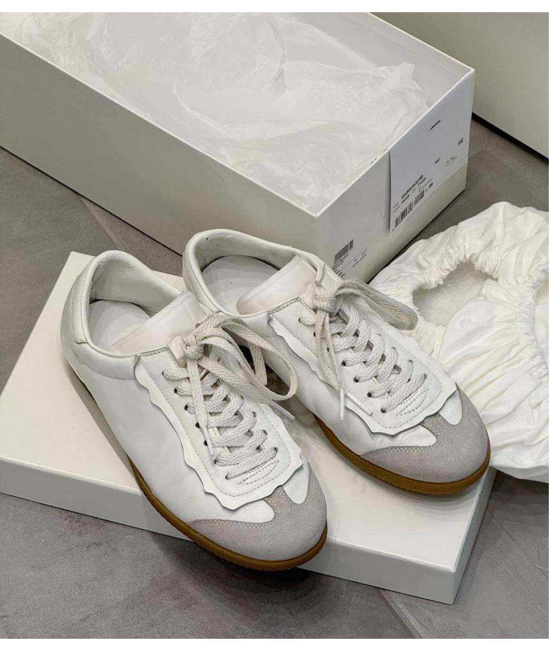 MAISON MARGIELA Белые кожаные кеды, фото 3