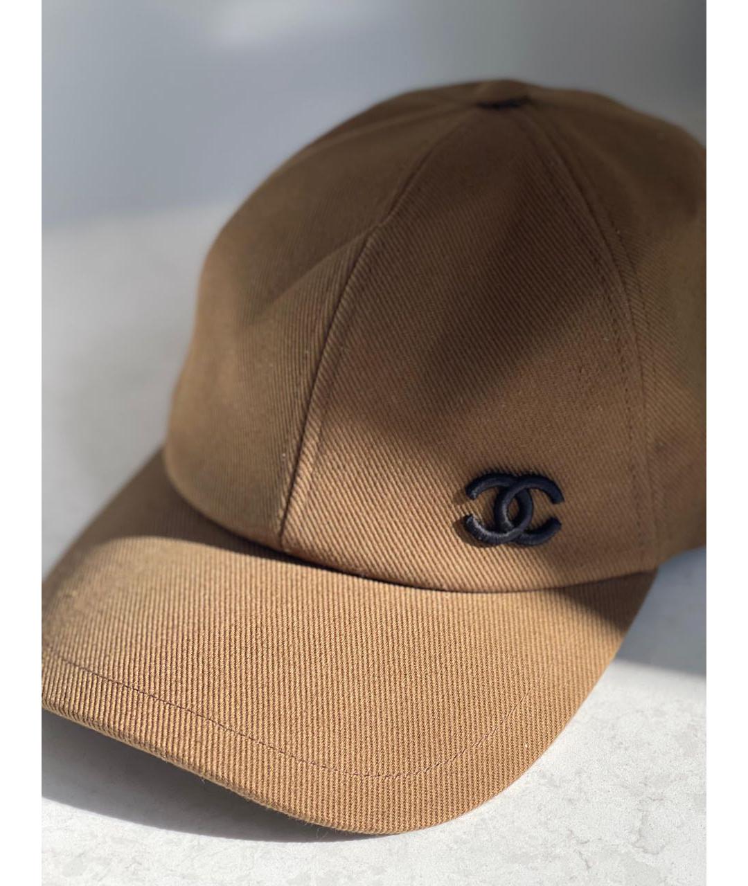 CHANEL Коричневая хлопковая кепка, фото 2