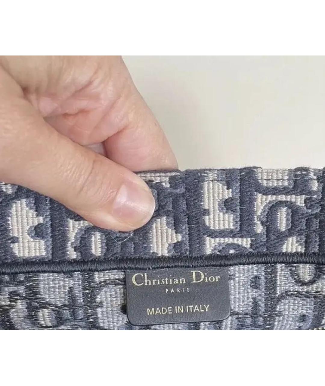 CHRISTIAN DIOR Темно-синяя жаккардовая сумка тоут, фото 4