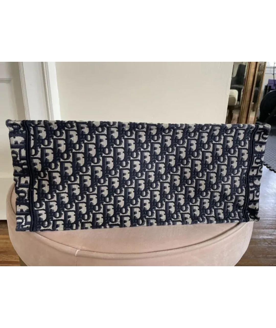 CHRISTIAN DIOR Темно-синяя жаккардовая сумка тоут, фото 3