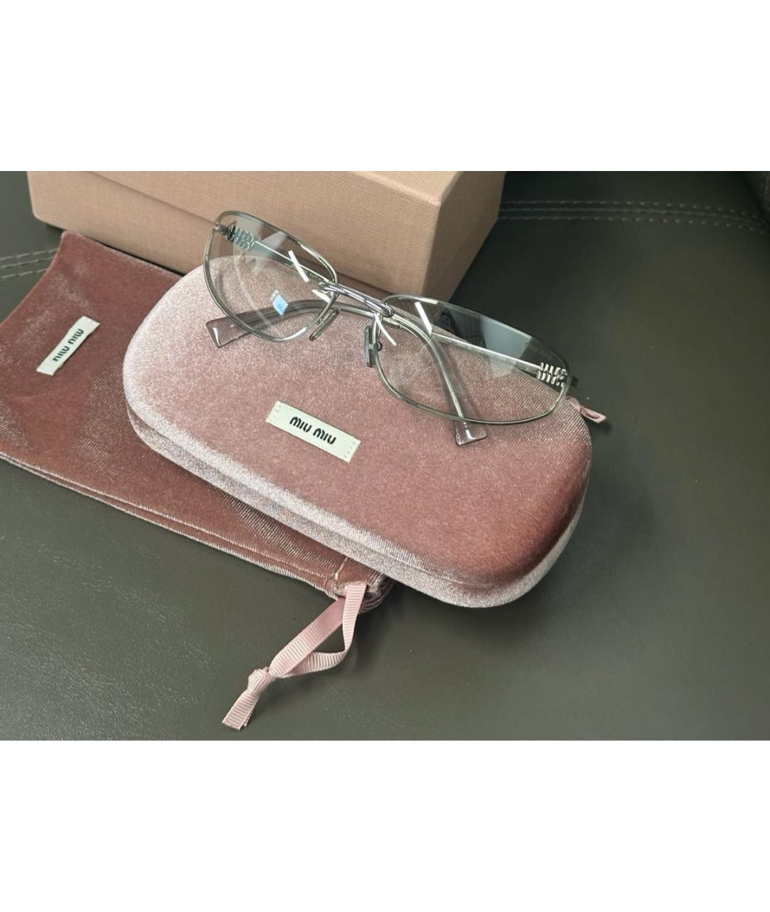 MIU MIU Серебряные металлические солнцезащитные очки, фото 4