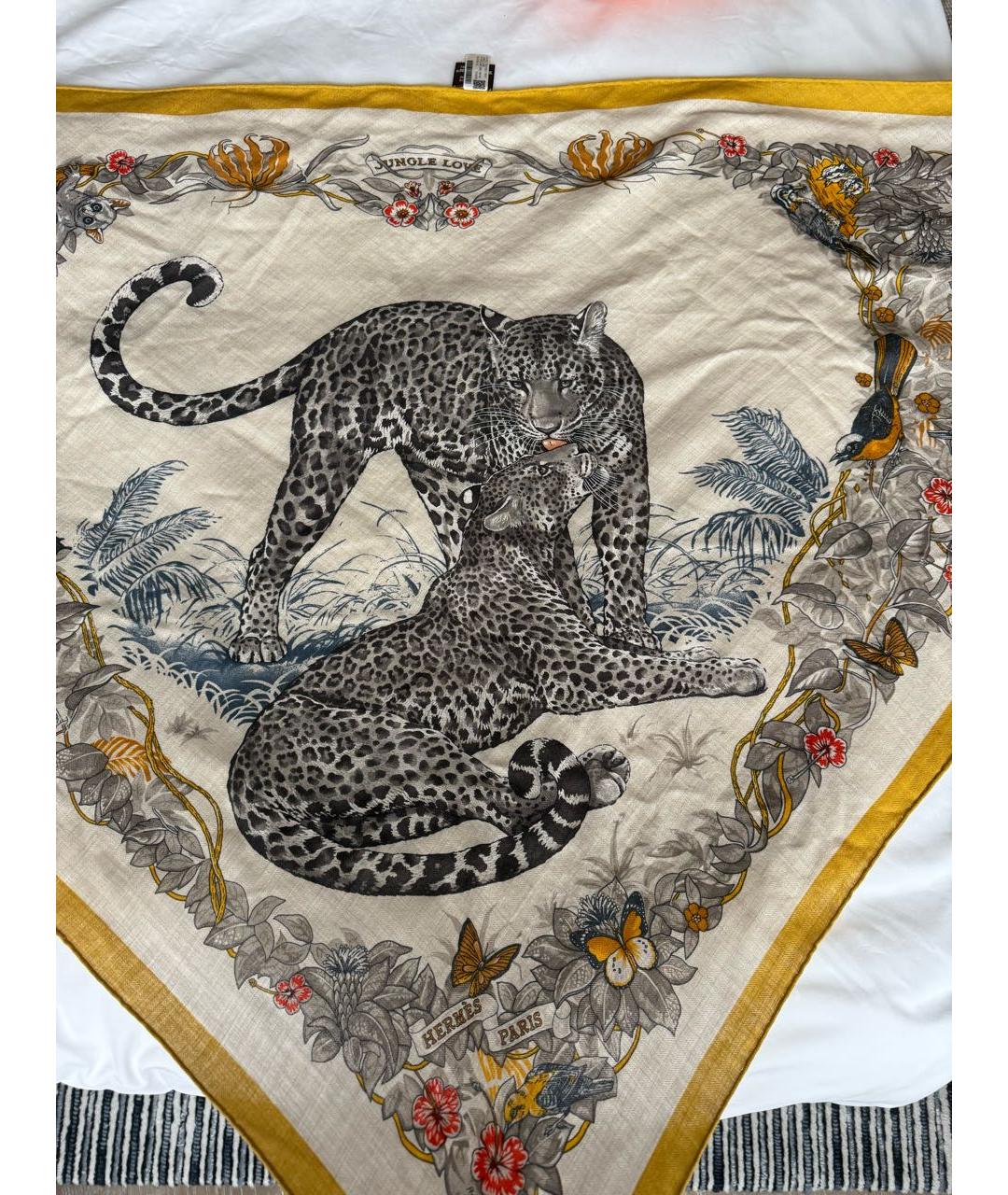 HERMES Горчичный кашемировый платок, фото 2