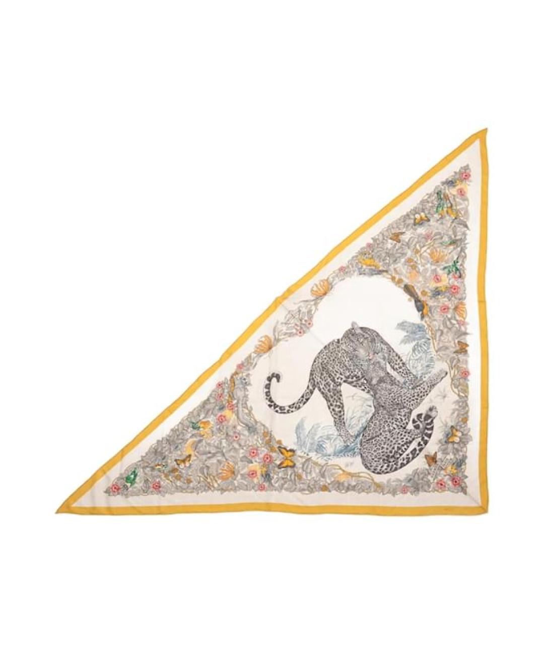 HERMES Горчичный кашемировый платок, фото 6