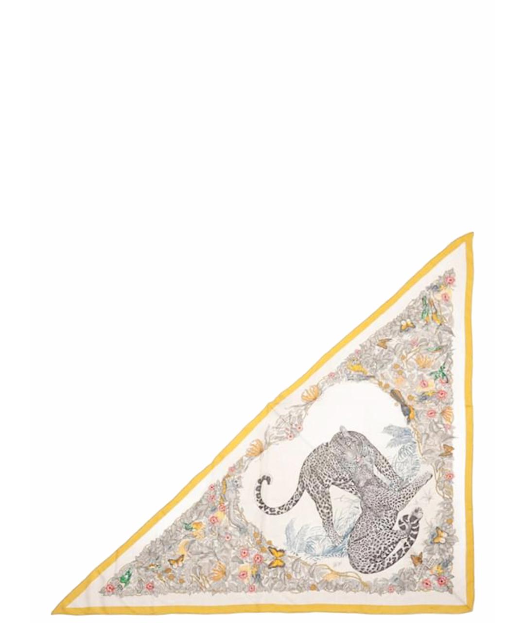 HERMES Горчичный кашемировый платок, фото 1