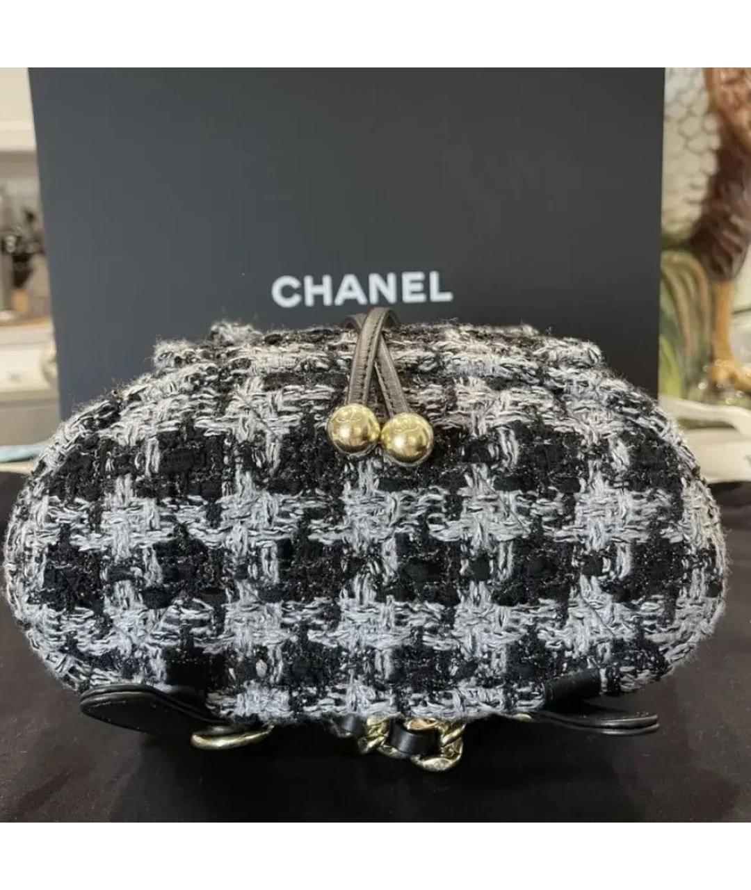 CHANEL Серый твидовый рюкзак, фото 3