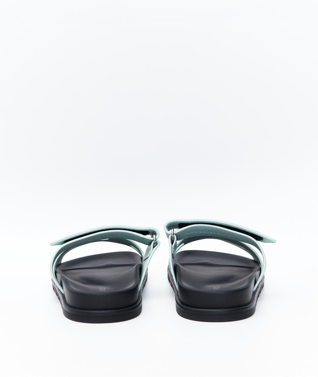 HERMES Голубые кожаные сандалии, фото 3