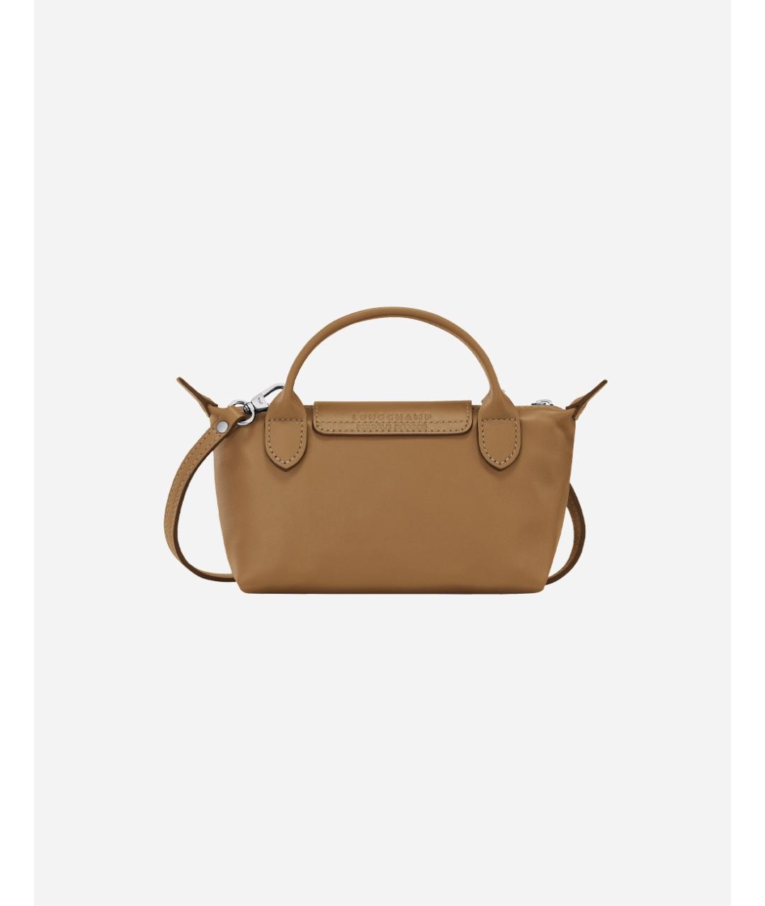 LONGCHAMP Коричневая кожаная сумка с короткими ручками, фото 3