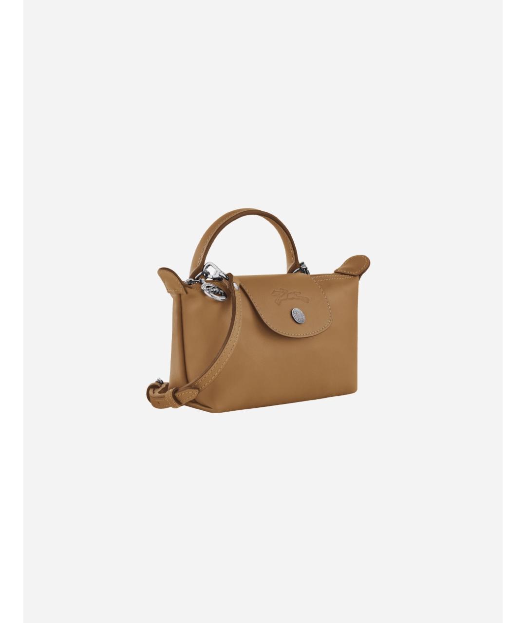 LONGCHAMP Коричневая кожаная сумка с короткими ручками, фото 2