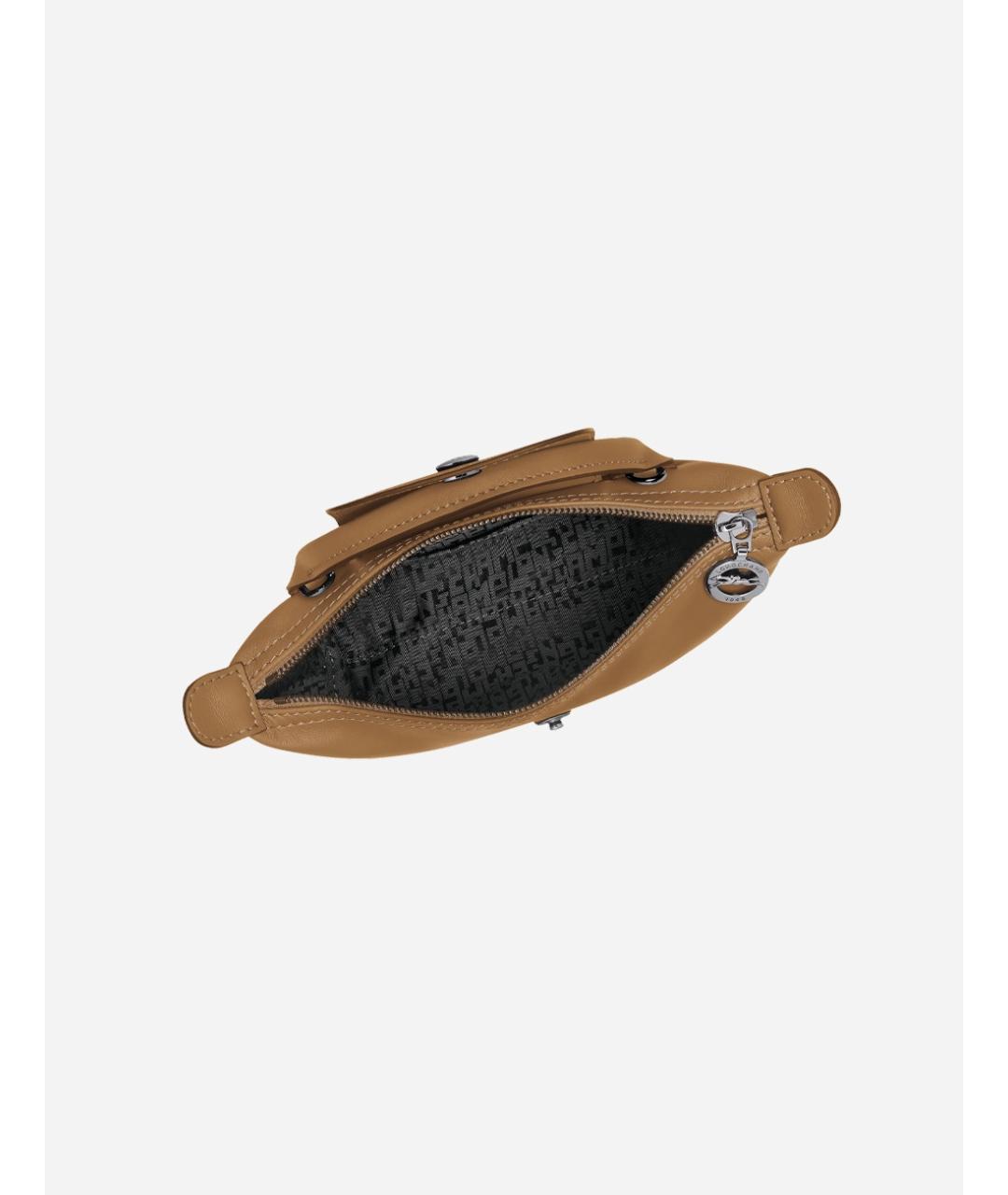 LONGCHAMP Коричневая кожаная сумка с короткими ручками, фото 4