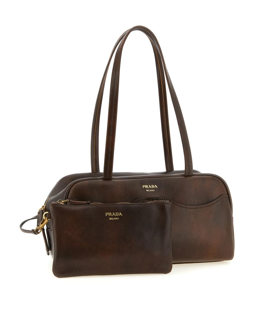 PRADA Коричневая кожаная сумка через плечо, фото 2