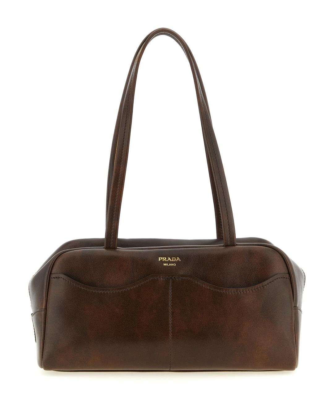 PRADA Коричневая кожаная сумка через плечо, фото 1