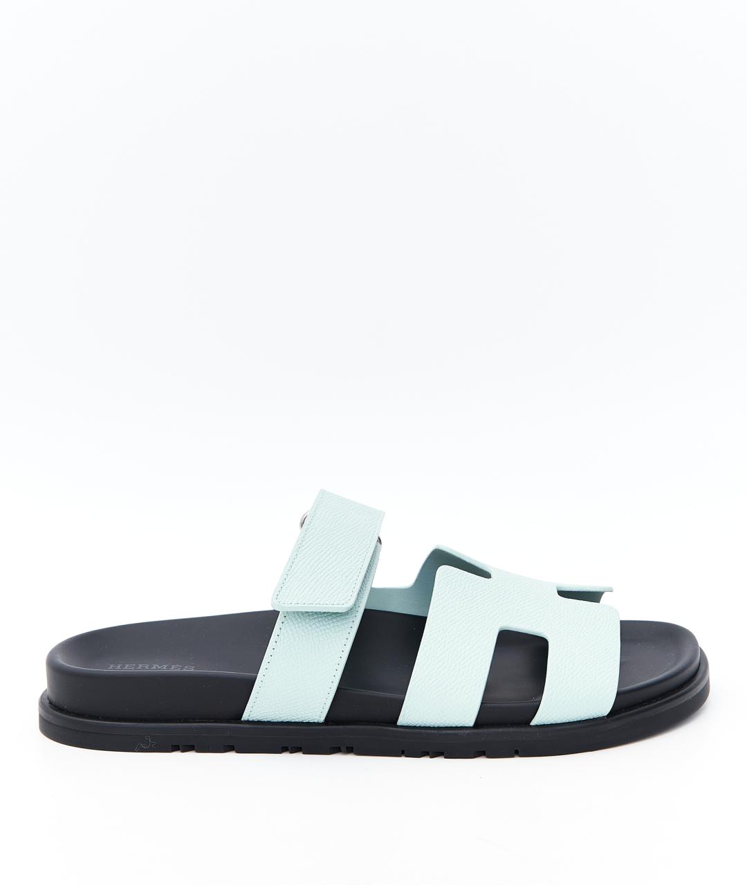HERMES Голубые кожаные сандалии, фото 10