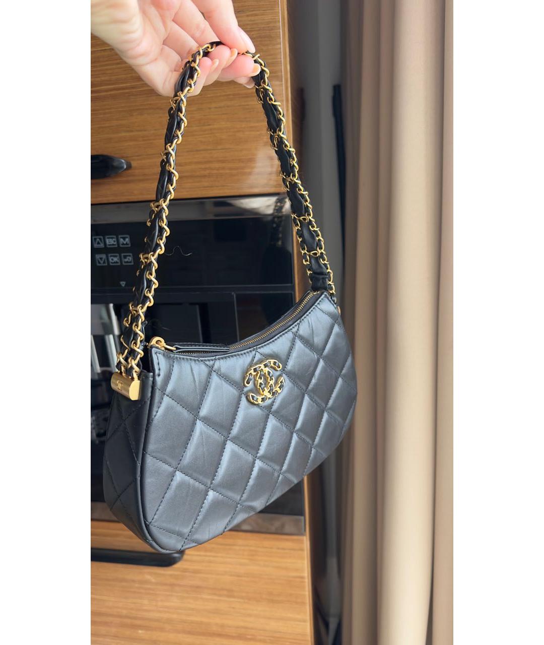 CHANEL Черная кожаная сумка через плечо, фото 4