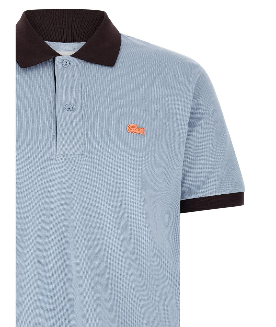 LACOSTE Голубое хлопковое поло с коротким рукавом, фото 3