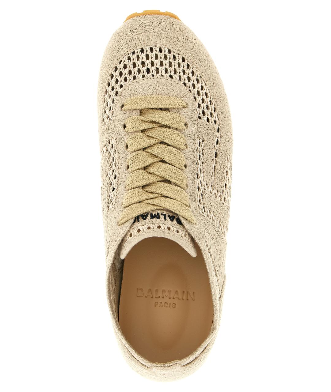 BALMAIN Бежевые текстильные кроссовки, фото 4