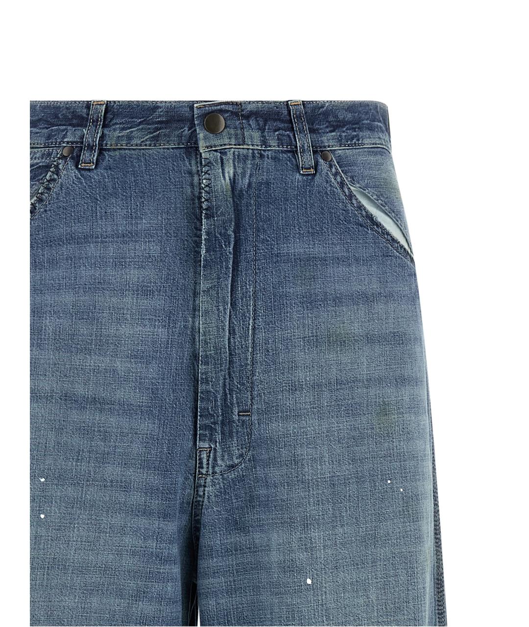 MAISON MARGIELA Синие хлопковые прямые джинсы, фото 3