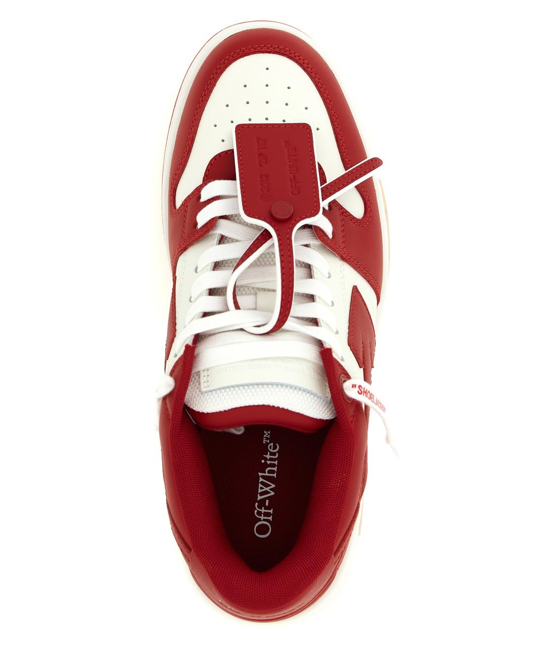 OFF-WHITE Красные кожаные низкие кроссовки / кеды, фото 5