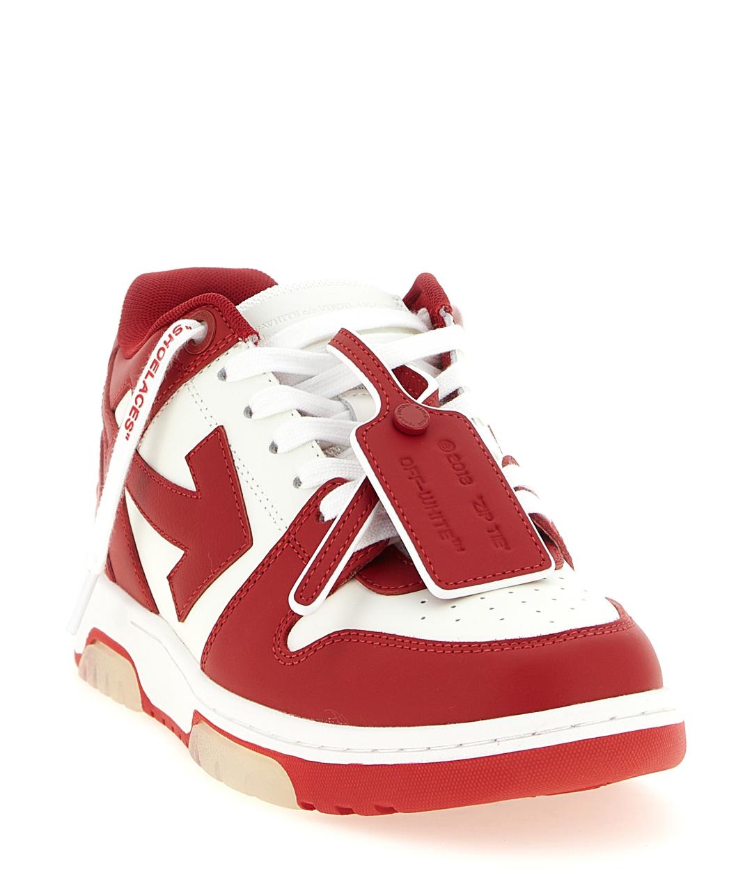 OFF-WHITE Красные кожаные низкие кроссовки / кеды, фото 3