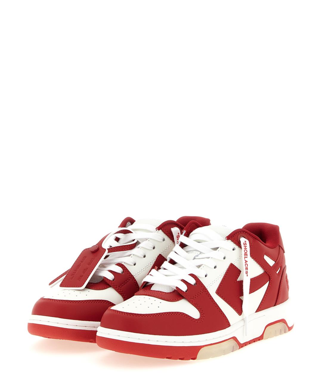 OFF-WHITE Красные кожаные низкие кроссовки / кеды, фото 2