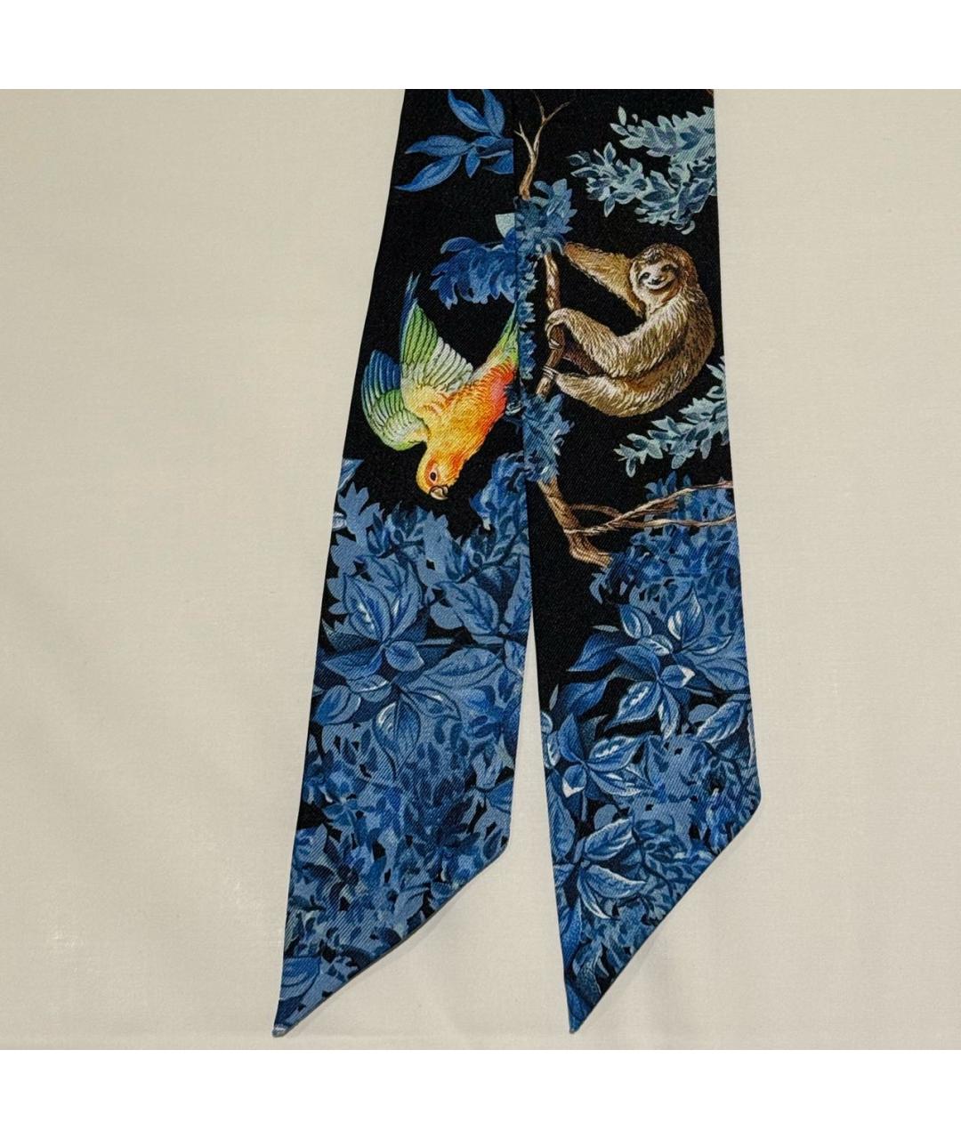 HERMES Темно-синий шелковый платок, фото 4