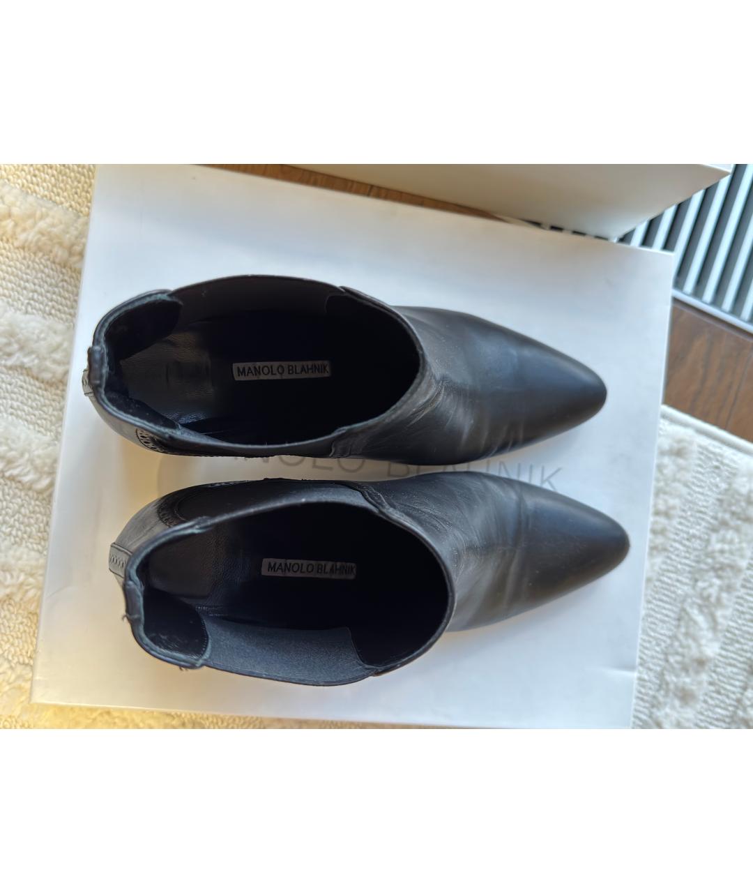 MANOLO BLAHNIK Черные кожаные ботильоны, фото 6