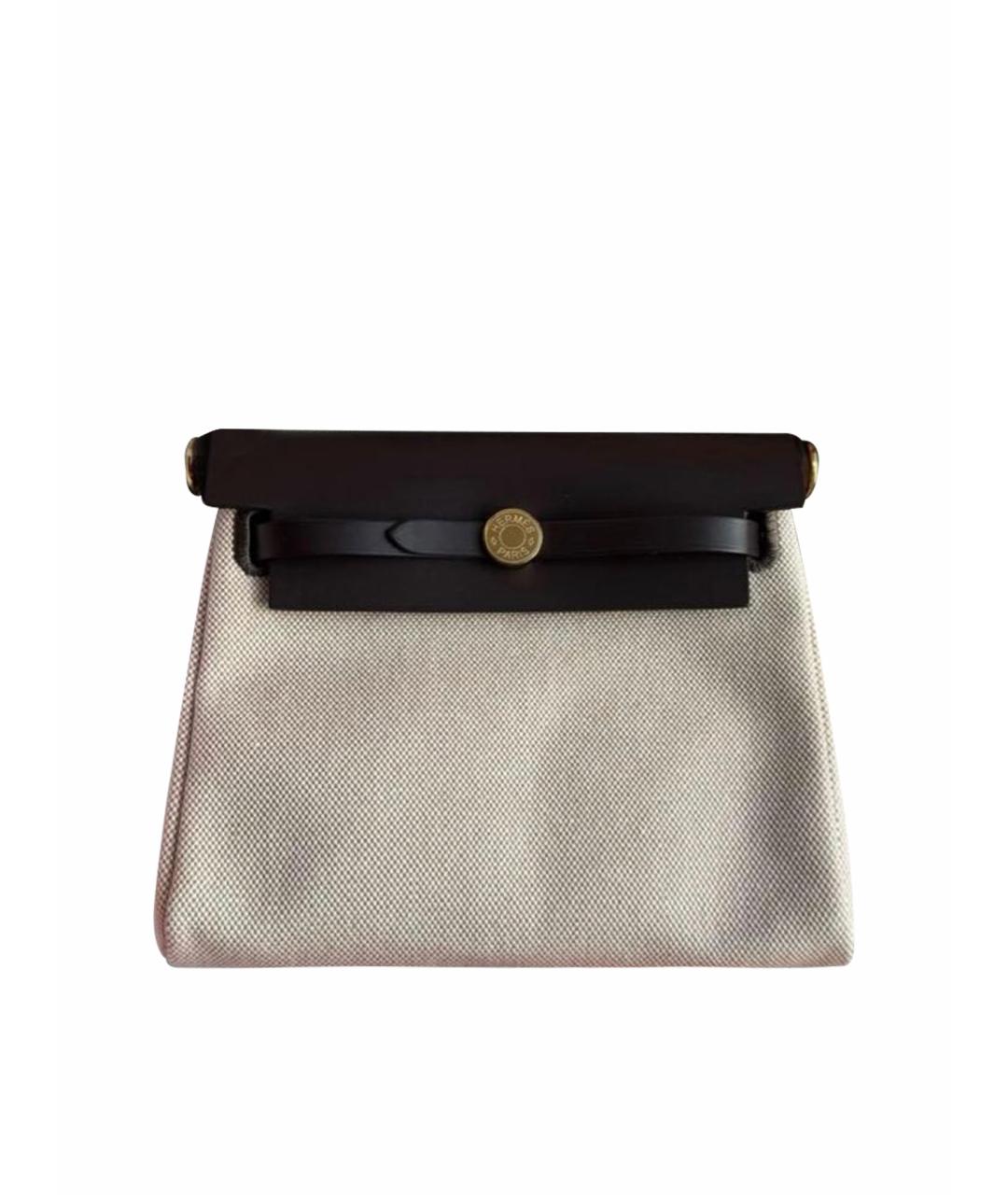 HERMES Бежевая тканевая сумка через плечо, фото 1