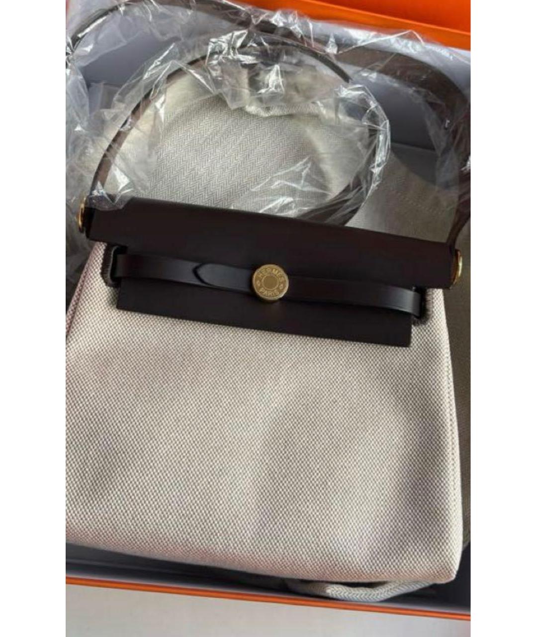 HERMES Бежевая тканевая сумка через плечо, фото 2