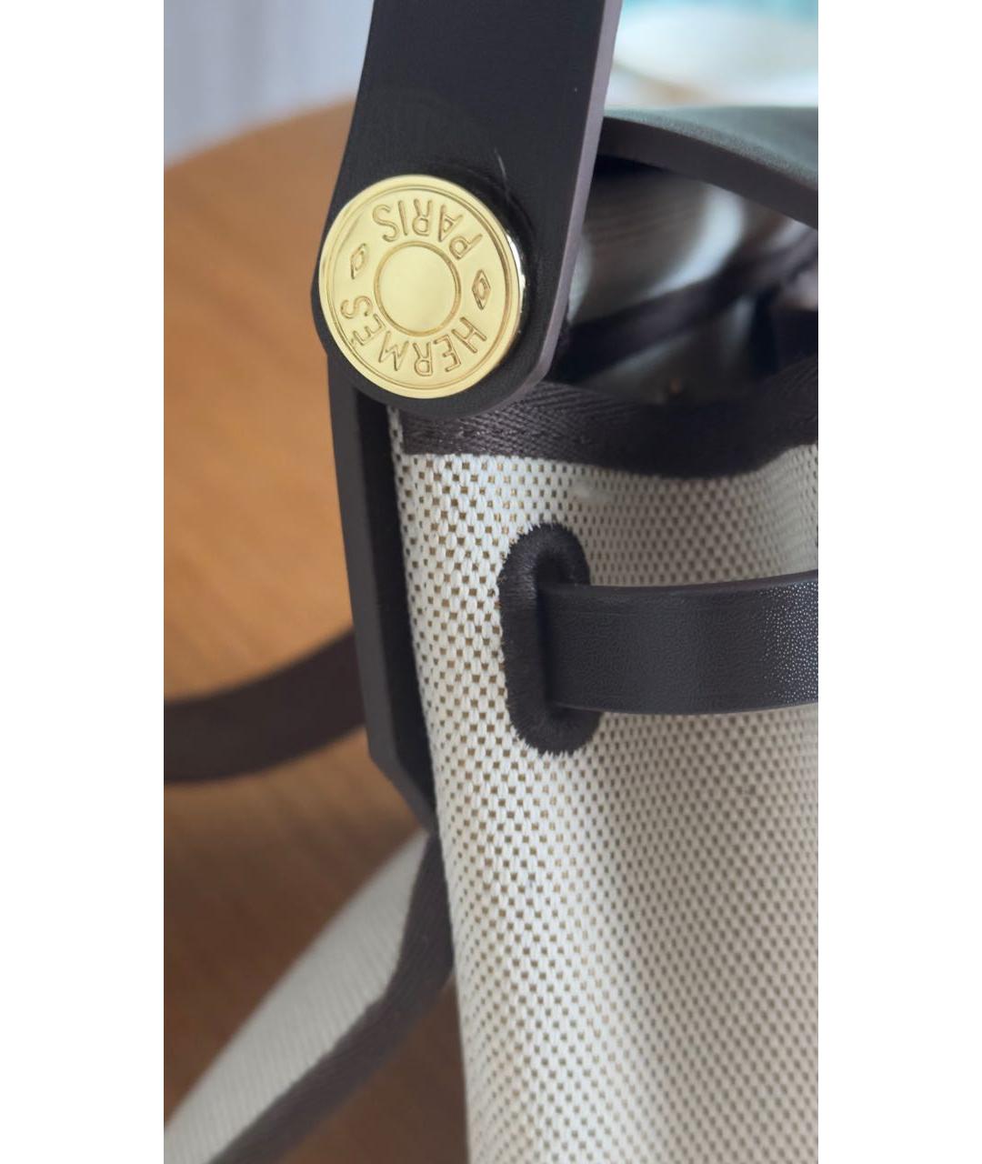 HERMES Бежевая тканевая сумка через плечо, фото 3