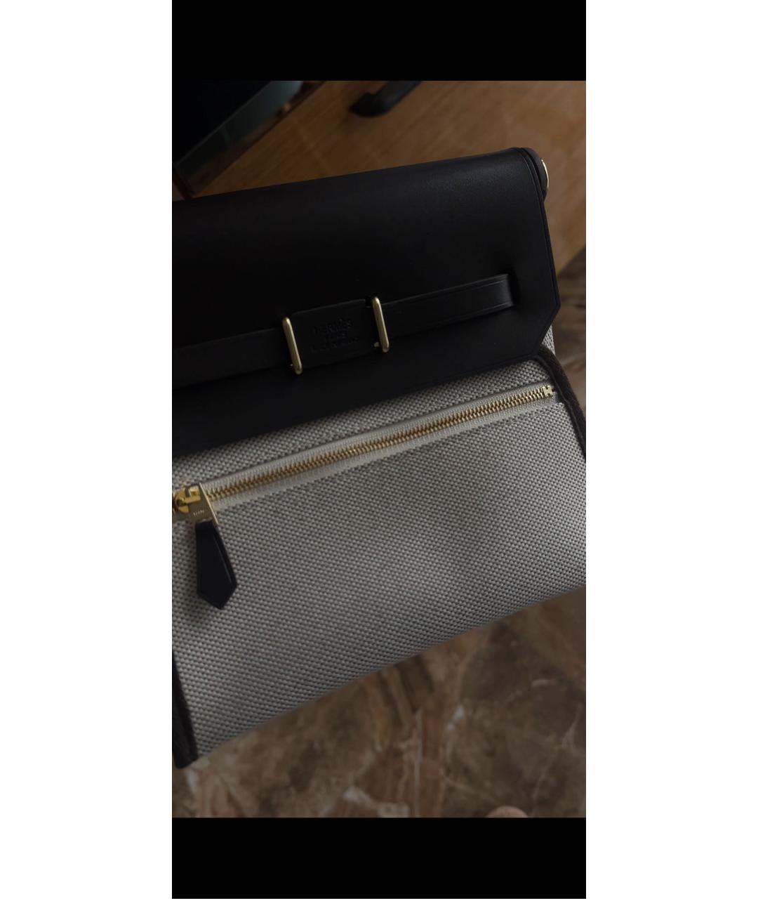 HERMES Бежевая тканевая сумка через плечо, фото 7